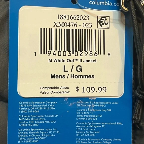 🌟SOLD🌟Columbia White Out Men’s Large Jacket Omni-Heat Thermal Reflective Lining - Picture 7 of 9